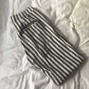 Striped linen ankle pant